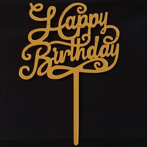 Zápich na dort šťastné narozeniny - psací písmo zlaté Tasty Me