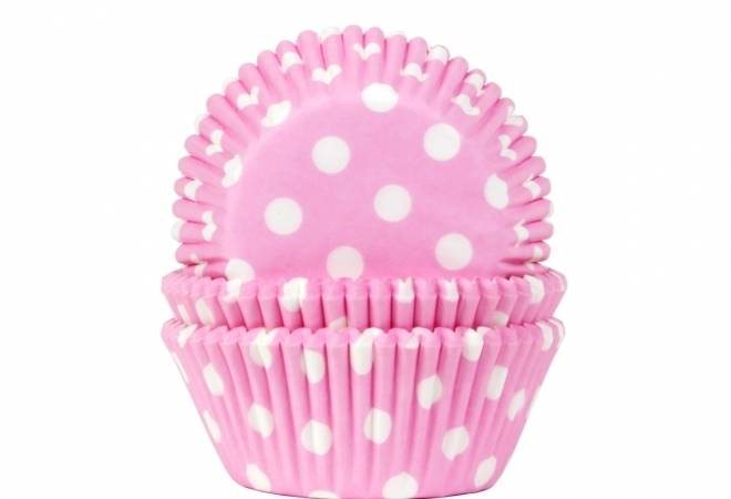 Košíčky na muffiny 50ks růžové s bílými puntíky House of Marie