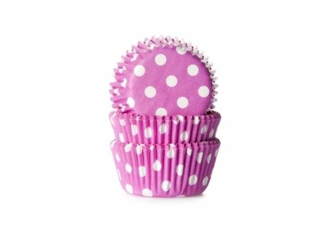 Košíčky na muffiny mini 60ks fialové s bílými puntíky House of Marie