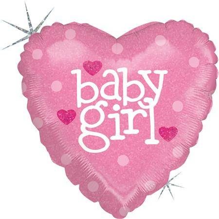 Nafukovací balónek růžové srdce narození holčičky 46cm Grabo