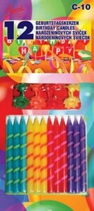 12ks narozeninových svíček se stojánky barevné Alvarak
