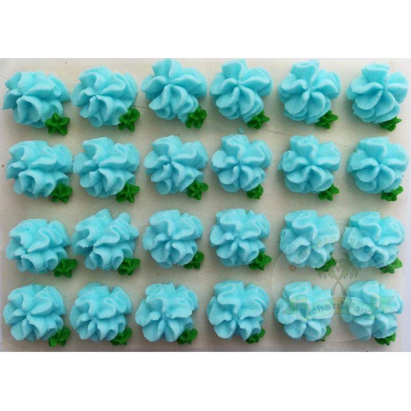 Cukrové květy modré na platíčku 24ks Fagos