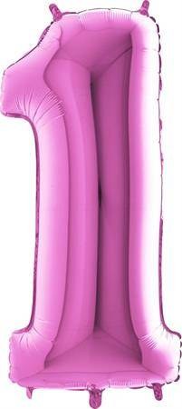 Nafukovací balónek číslo 1 růžový 102cm extra velký Grabo