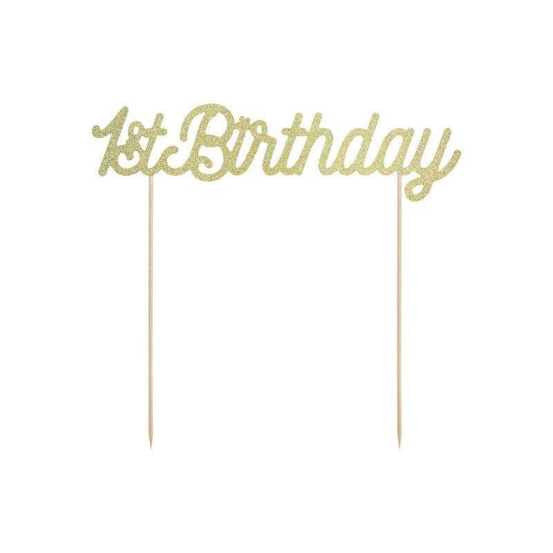 PartyDeco zapichovací dekorace na dort zlatá 1st Birthday PartyDeco
