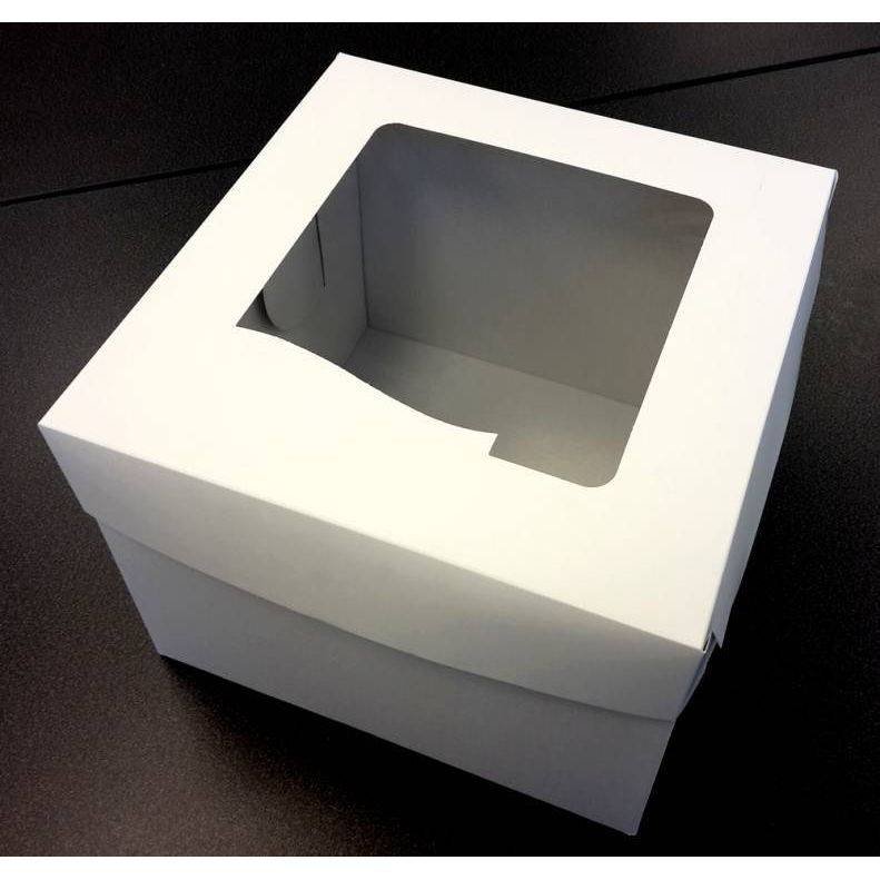 Dortová krabice bílá čtvercová s okénkem 10ks (25 x 25 x 19